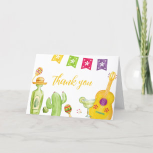 Rustic Taco 'Bout Cactus Lime Guitar Baby Shower Thank You Card