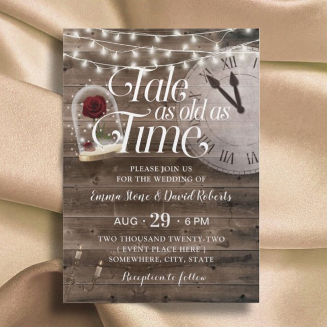 Rustic Tale as Old as Time Fairytale Wedding Invitation (Creator Uploaded)