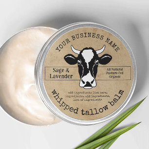 Rustic Tallow Balm Product Label Brown Paper Style