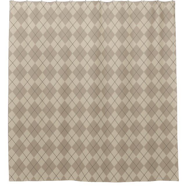 Rustic Tan Argyle Shower Curtain (Front)
