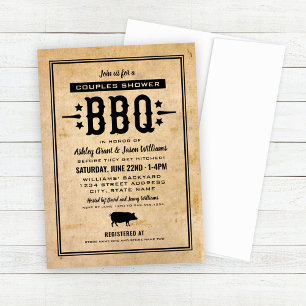 Rustic Tan BBQ Wedding Couples Shower Invitation