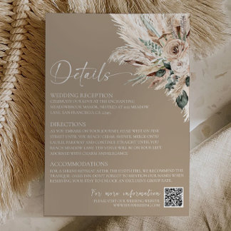 Rustic Tan Boho Wedding Enclosure Details Card