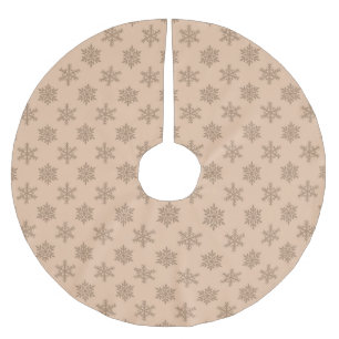 Rustic tan gold cute festive snowflakes Christmas Brushed Polyester Tree Skirt