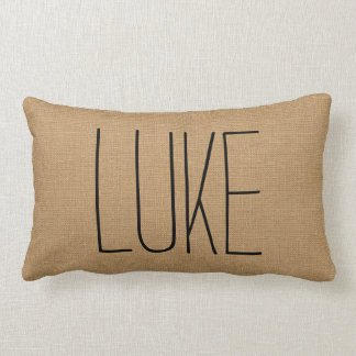 Rustic Tan Name Monogram Lumbar Cushion