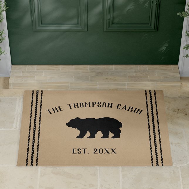 Rustic Tan Personalized Bear Doormat (Creator Uploaded)