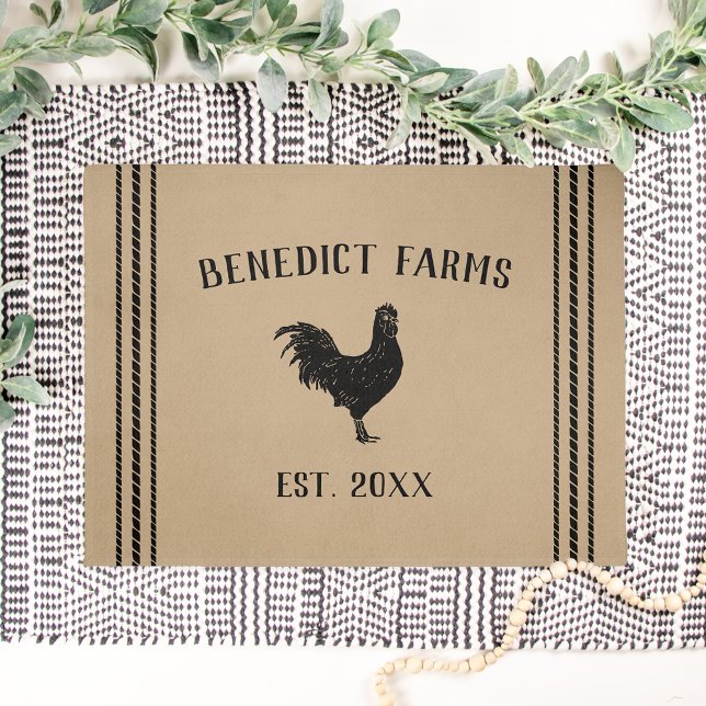 Rustic Tan Personalized Farmhouse Rooster Doormat (Creator Uploaded)