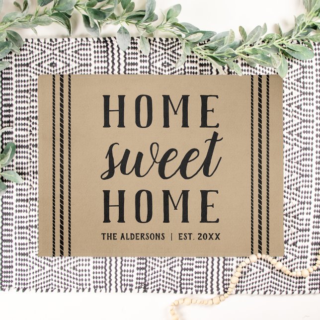 Rustic Tan Personalized Home Sweet Home Doormat (Creator Uploaded)