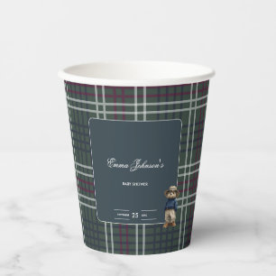 Rustic Tartan Bear Baby Shower Paper Cups