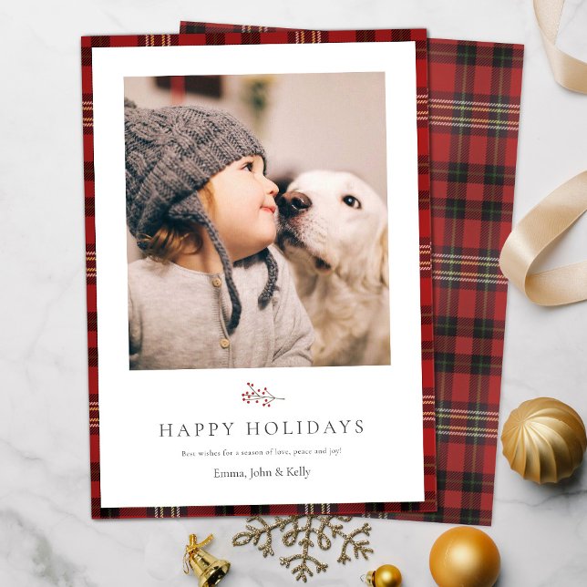 Rustic Tartan Custom Photo Christmas  Holiday Card (Creator Uploaded)