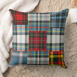 Rustic Tartan Patchwork Plaid Colourful Pattern Cushion