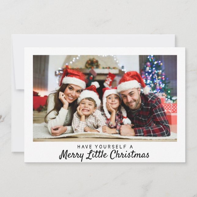 Rustic Tartan Photo Merry Christmas Typography Holiday Card (Front)