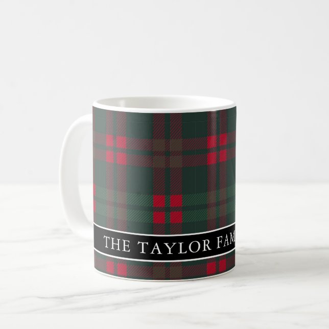 Rustic Tartan Plaid Family Name Coffee Mug (Front Left)