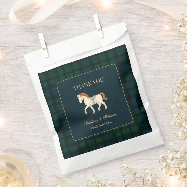 Rustic Tartan Plaid Horse Baby Shower  Favour Bags (Clipped)