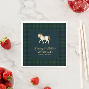 Rustic Tartan Plaid Horse Baby Shower  Napkin