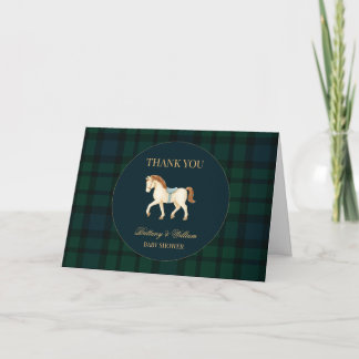 Rustic Tartan Plaid Horse Baby Shower Thank You Card