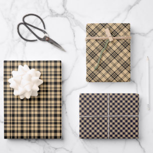 Rustic Tartan Plaid Pattern Three Matching Wrapping Paper Sheet