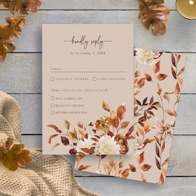 Rustic Taupe Leaves Autumn RSVP Card (Rustic Taupe Leaves Autumn RSVP Card by Painted Paperie
)