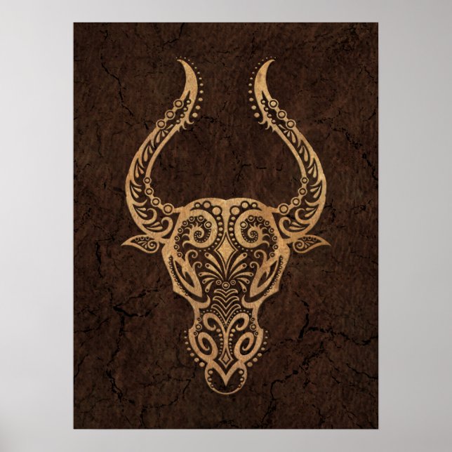 Rustic Taurus Zodiac Sign on Stone Effect (Front)