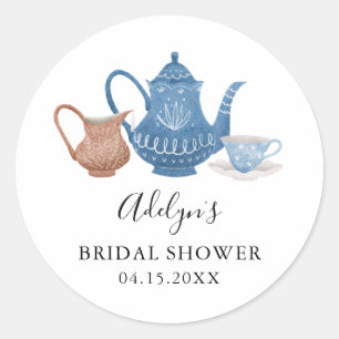 Rustic Tea Party Bridal Shower Favour Classic Round Sticker
