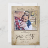 Rustic Tea Stain Your Photo Save the NEW Date