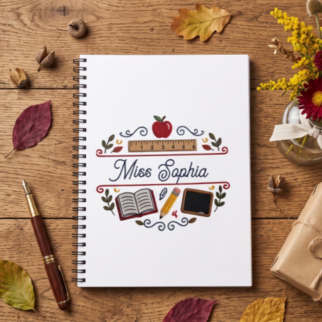 Rustic Teacher Appreciation Custom Spiral Notebook (Creator Uploaded)
