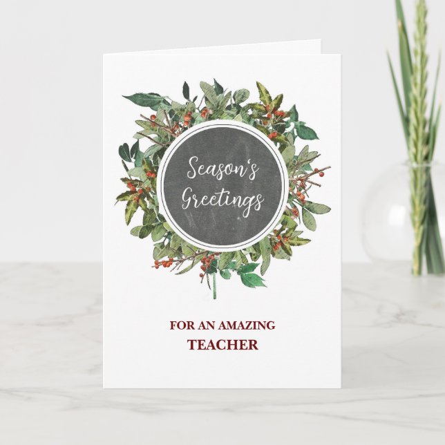 Rustic Teacher Christmas Holiday Card (Front)