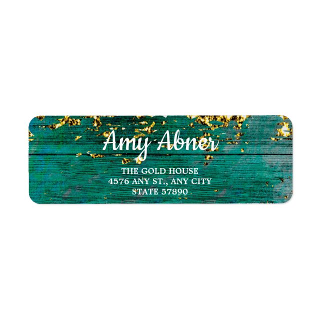 Rustic Teal and Gold Return Address  (Front)