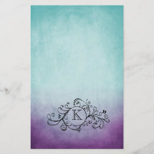 Rustic Teal and Purple Bohemian Flourish Stationery