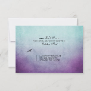 Rustic Teal and Purple Bohemian Wedding RSVP Card