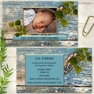 Rustic Teal Blue Professional Photographer  Business Card
