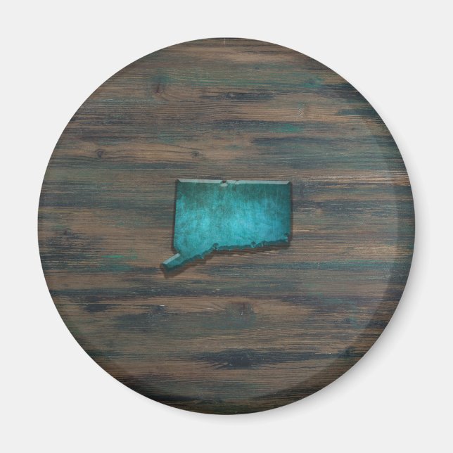 Rustic Teal Connecticut Shape Magnet (Front)