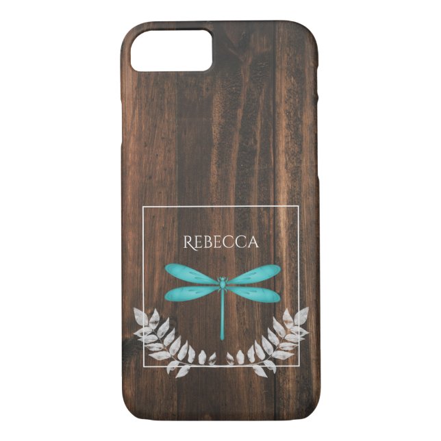 Rustic Teal Dragonfly Personalised  Case-Mate iPhone Case (Back)