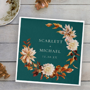 Rustic Teal Floral Napkin