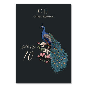 Rustic Teal Green Peacock Wedding Table Number