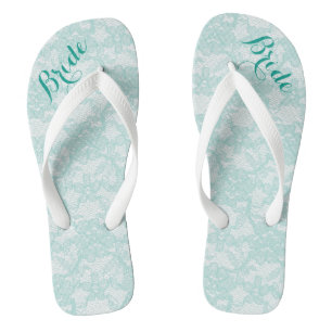 Rustic Teal Lace Bride Jandals