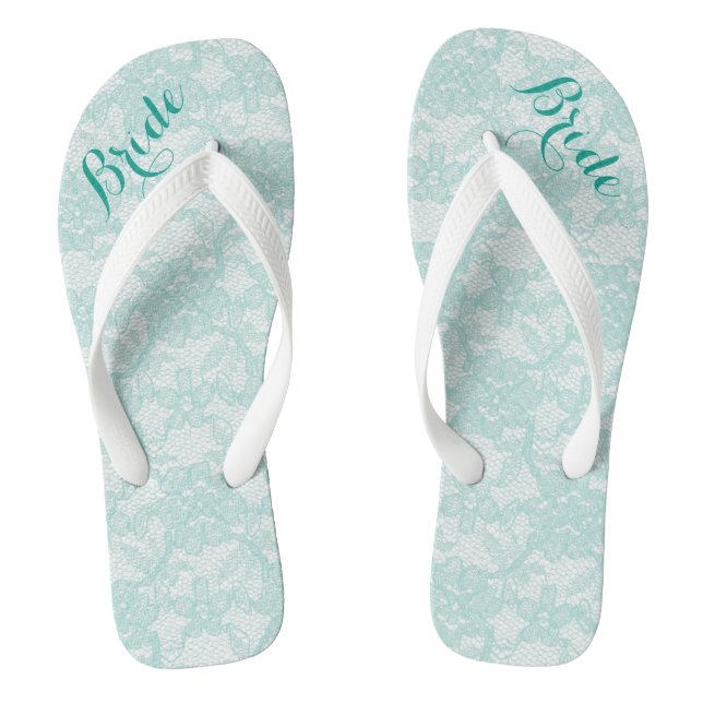 Rustic Teal Lace Bride Jandals (Footbed)