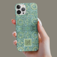 Rustic Teal Stamped Vintage Aesthetic Floral