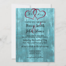 Rustic Teal Wedding Invitation