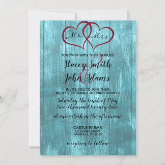 Rustic Teal Wedding Invitation