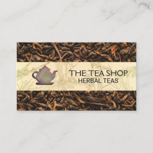Rustic Teapot Dried Tea Leaves Business Card