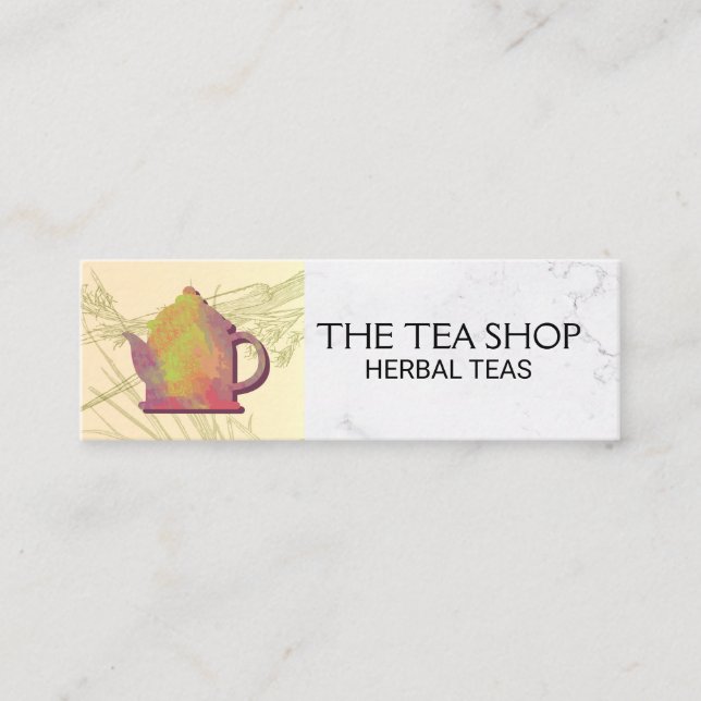 Rustic Teapot | Herbal Plants Mini Business Card (Front)