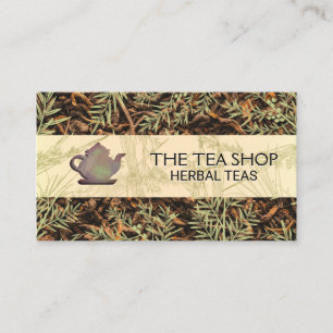 Rustic Teapot Leaf Dried Tea Leaves Business Card