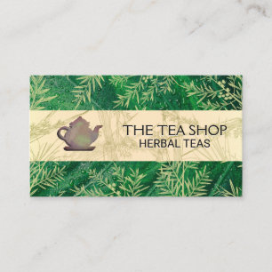 Rustic Teapot Leaf Juniper Herbal Branches Business Card