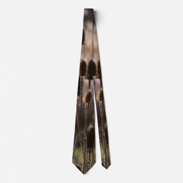 Rustic Teasel Thistle Dried Plant Pattern Tie (Front)