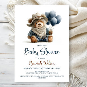 Rustic Teddy Bear Baby Shower Invitation