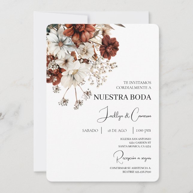 Rustic Terracota Spanish Wedding Invitation (Front)