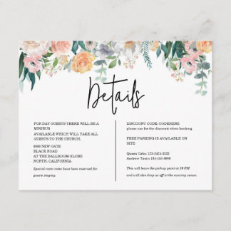 Rustic Terracotta and Orange Autumn Floral wedding Enclosure Card