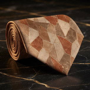 Rustic Terracotta and Sandstone Marble Geometric Tie