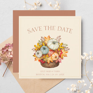 Rustic Terracotta Autumn Fall Pumpkins Wedding Save The Date