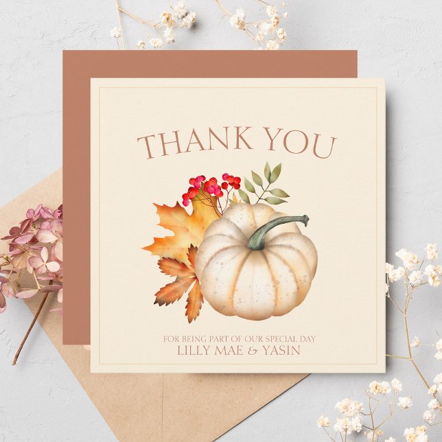 Rustic Terracotta Autumn Fall Pumpkins Wedding Thank You Card (Creator Uploaded)